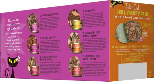 Miniatura 2 de Tiki Cat Grill - Alimento húmedo para gatos, paquete variado, latas de 2.8 onzas (12 unidades)