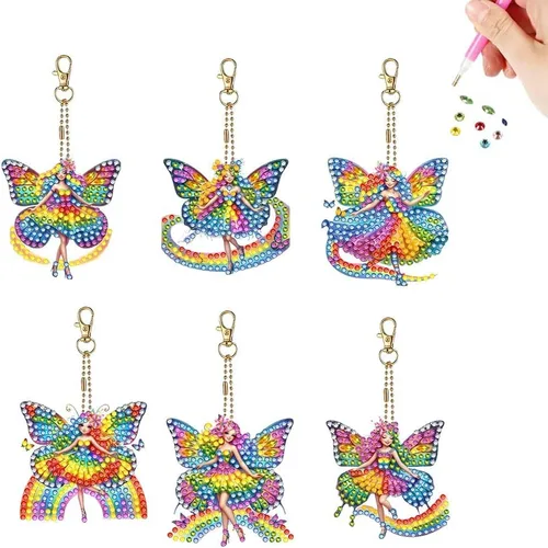 Miniatura 8 de YUE ZHE 9 llaveros de pintura de diamantes de animales, kits de arte de diamantes de animales para adultos, pintura 5D de doble cara para adultos