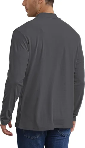 Miniatura 4 de Camisetas casuales de cuello alto falso para hombre, manga larga, térmicas, elásticas, básicas, ligeras, camisetas