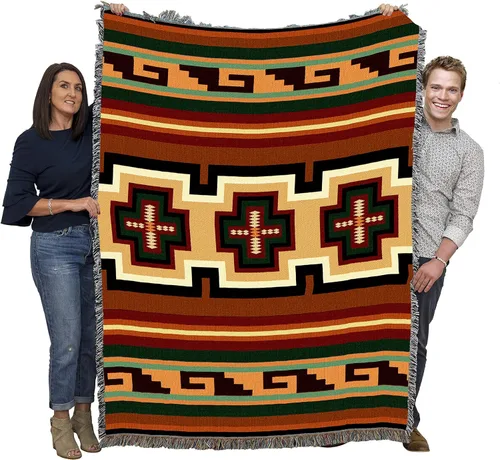Pure Country Weavers Manta Hayat – Inspirada en los nativos americanos del suroeste – Manta de regalo tejida de algodón – Fabricado en los Estados