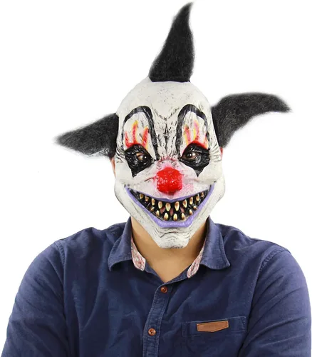 Máscara de payaso de terror, máscara de payaso malvado de miedo, disfraz de Halloween, espeluznante diablo, zombi, fantasma, mueca de fantasma,