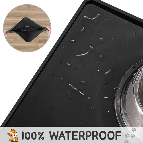 Miniatura 4 de MateeyLife Tapete de silicona para comida para gatos y perros para pisos, impermeable, antideslizante para alimentos y agua, tapete de alimentación