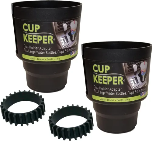 Cup Keeper Plus-2 unidades con bandas para bebidas adaptador de portavasos de coche se expande para contener recipientes de bebidas más grandes de