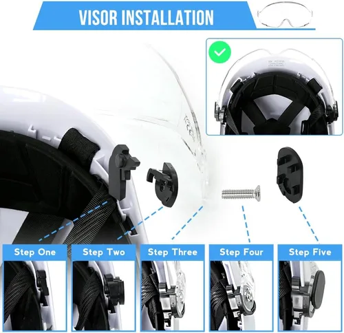 Miniatura 4 de AOLAMEGS Accesorios para casco duro, visera transparente, material de PC, casco de seguridad, reemplazo de gafas EN 166, aprobado lente Visera