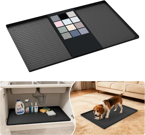 Miniatura 85 de URMONA Tapete de silicona impermeable para debajo del fregadero, 34 x 22 pulgadas, forro para estante de cocina y baño, protector de gabinetes