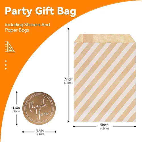 Miniatura 2 de Elvielsl Paquete de 100 bolsas de papel, bolsas de regalo de fiesta, bolsa de regalo pequeña para dulces, galletas, palomitas de maíz, aperitivos