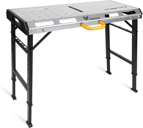 Miniatura 7 de WORKESS Banco de Trabajo Portátil Capacidad de 1000 Libras Banco de Trabajo Plegable de Alta Resistencia con 2 Abrazaderas Rápidas, 4 Perros