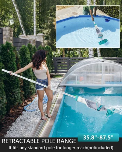 Miniatura 5 de Aspiradora de piscina inalámbrica para piscina sobre el suelo 19.5 GPM, todas las ángulos y pantalla LED, aspiradora de spa recargable de mano