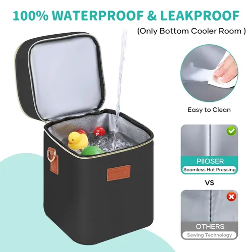Miniatura 4 de Bolsa de transporte para biberones PIIOSER con paquete de hielo, cabe 4 biberones de hasta 9 onzas, pequeña bolsa térmica aislada para leche materna