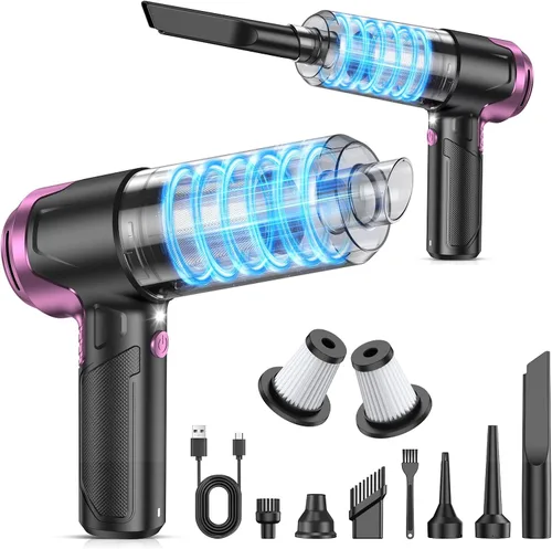KMM Aspiradora de mano para automóvil, aspiradora de 10000 PA y plumero de aire, aspiradora de alta potencia de 120 W, portátil, inalámbrico,