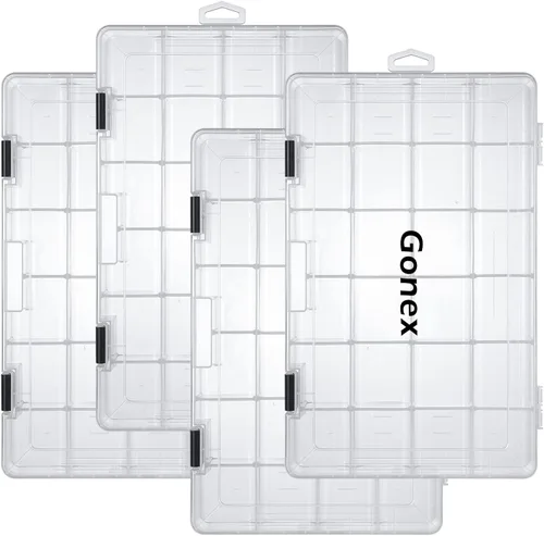 Miniatura 8 de Gonex Cajas de aparejos de pesca, bandejas de aparejos 3600 3700 con divisores ajustables, organizador de caja de aparejos de plástico transparente