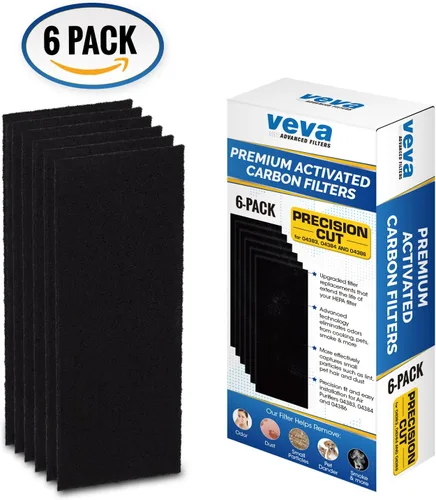 Miniatura 4 de VEVA Reemplazo de prefiltro compatible con purificador de aire Hamilton Beach 04383, 04384, 04386, paquete de 6 filtros de carbono eliminadores