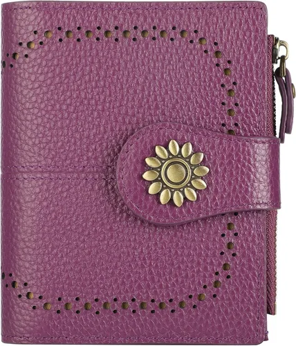 Miniatura 34 de Lavemi Cartera de Piel para Mujer Pequeña Compacta con Bloqueo RFID Estuche para Tarjetas de Crédito Monedero con Bolsillo con Cremallera Small