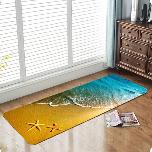 Miniatura 20 de LYFANS Alfombras de baño de espuma de esponja absorbente suave para baño y cocina (47 x 18 pulgadas), tapete de franela antideslizante brillante