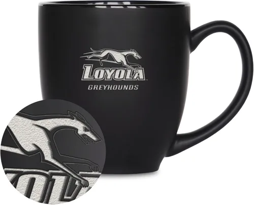 Miniatura 434 de Rico Industries - Taza de cerámica mate negra con grabado láser estándar de 15oz para NCAA (escuelas T & U) - Para bebidas calientes o frías
