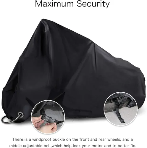 Miniatura 4 de Nueva Generación de Funda para Motocicleta XYZCTEM! Funda para motocicleta negra XL grande, impermeable, para todo tipo de clima, exteriores, se
