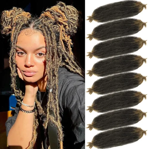 Miniatura 24 de Cabello Rizado Afro Elástico 8 Paquetes Cabello Trenzado Marley Twist Cabello Spring Twist Pre-Separado para Locs Falsos Cabello de Ganchillo Kinky