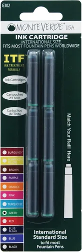 Miniatura 6 de Monteverde Cartucho de tinta estándar, negro, paquete de 12 (G303BK)