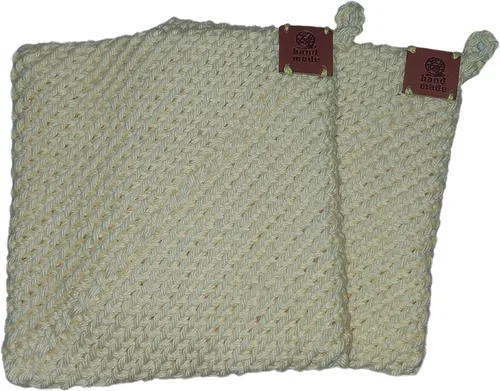 Miniatura 11 de Soportes para ollas de ganchillo hechos a mano, colección de color sólido, algodón de 6 x 6 pulgadas, resistentes al calor, doble capa, lazo