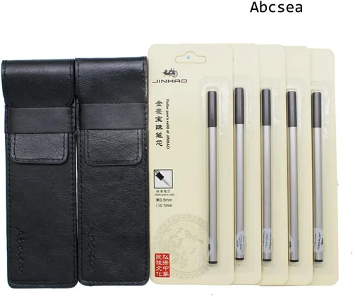 Miniatura 5 de Juego de 2 bolígrafos Jinhao 450 de punta fina, color negro medio (flor azul y verde), con 5 recambios estándar negros de 0.020 in