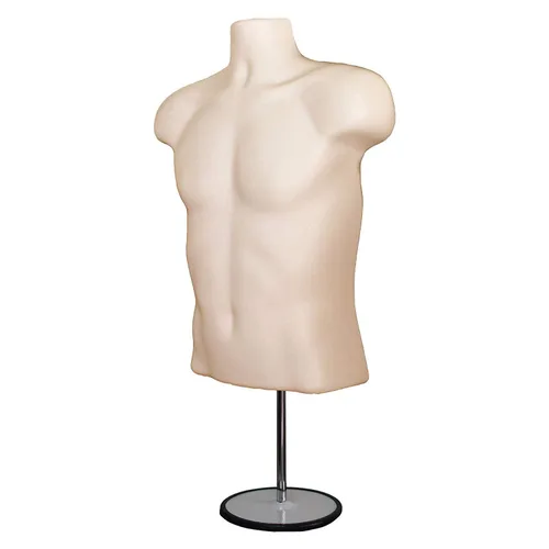 Miniatura 2 de Torso de maniquí masculino con soporte de metal, cuerpo hueco en la espalda, apilable, forma de vestido para exhibición de camisetas, encimera