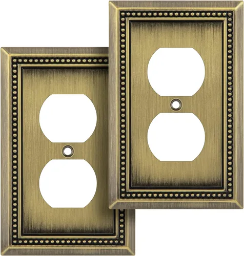 Miniatura 123 de Henne Bery Sunken Pearls - Placa de pared decorativa resistente para interruptor, cubierta para tomacorrientes (doble dúplex, níquel satinado)