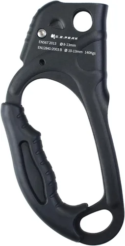 Miniatura 3 de Ascensor de mano CE, equipo de engranaje de rapel de 308.6 lbs con mango de goma ergonómico para arbolista de árboles de escalada en roca