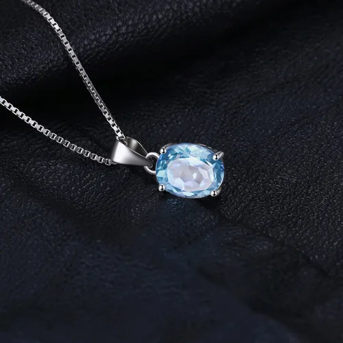 Miniatura 3 de JewelryPalace Juego de collar con colgante solitario de piedra preciosa natural, granate, peridoto amatista, citrino, topacio azul, piedra natal
