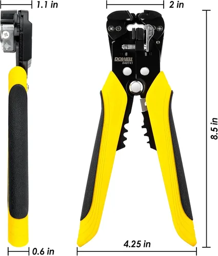 Miniatura 7 de DOWELL Pelacables automático 10-24 AWG, herramienta multifuncional 3 en 1 para pelar, cortar y engarzar, herramienta eléctrica duradera de alta