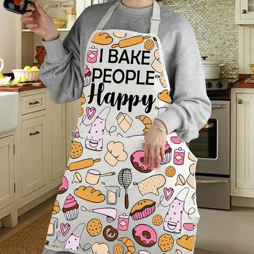 Miniatura 2 de G2TUP Regalo para hornear I Bake People Happy Delantal con bolsillos Cocina Pastelería Chef Regalo Amante Regalo para Panadero