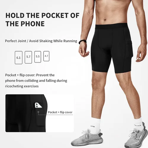 Miniatura 5 de Niksa Pantalones cortos de compresión para hombre, paquete de 3 unidades, ropa interior de compresión para hombre, pantalones cortos deportivos