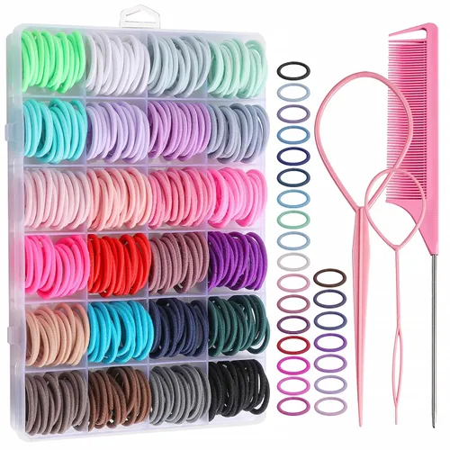 Miniatura 7 de 200 ligas elásticas para el cabello fino, pequeños soportes para cola de caballo sin arrugas para niños y bebés, accesorios para el cabello
