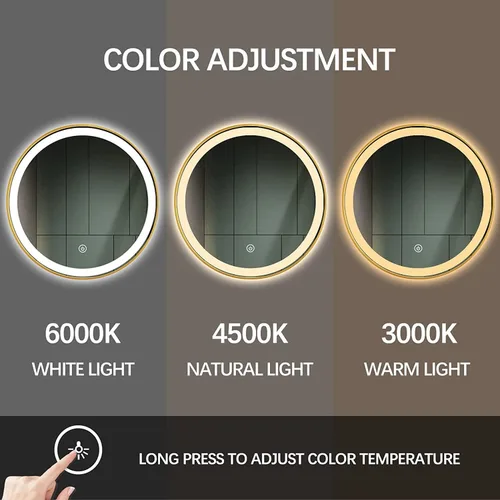 Miniatura 2 de SNUGACE Espejo de baño con iluminación LED, marco de metal negro, espejo de tocador de baño con 3 colores y antiniebla, 30 pulgadas (SVM-RLB30)