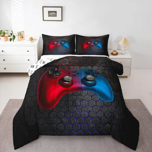 Miniatura 41 de Erosebridal Juego de Edredón para Adolescentes con Gamepad, Edredón Moderno para Gamers de Plumón Tamaño Twin para Niños Varones Niños Jóvenes
