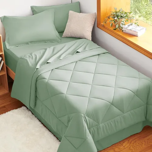 Miniatura 348 de CozyLux Juego de edredón tamaño King, color naranja quemado, toda la ropa de cama en una sola bolsa, 7 piezas: edredón, fundas de almohada