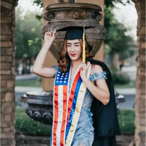 Miniatura 8 de Estola de graduación de dos banderas (Estados Unidos + internacional)