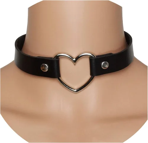 Miniatura 4 de Eigso Gargantilla de cuero punk para mujeres y hombres, collares góticos con remaches ajustables