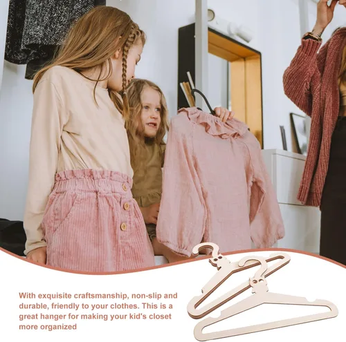 Miniatura 8 de SEWACC 5 perchas de madera de animales de dibujos animados para niños y niñas, organizador de armario premium para ropa de recién nacidos