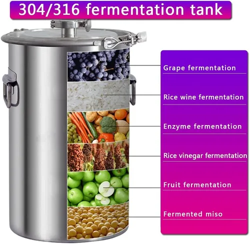 Miniatura 8 de 60L 304/316 Nuevo barril de fermentación de acero inoxidable barril fermentador de barril de vino autoferizado vino sellado equipo de fabricación