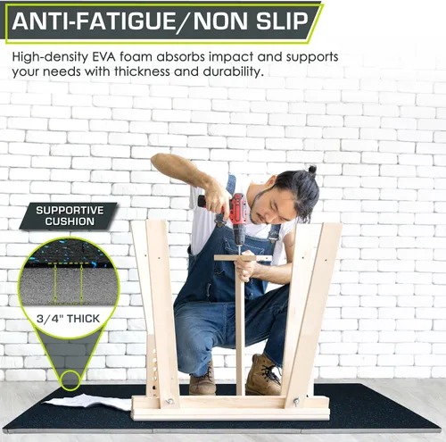 Miniatura 3 de ProsourceFit Alfombrilla de goma para rompecabezas de ejercicio de 3/4 pulgadas, 24 pies cuadrados, 6 azulejos, azulejos entrelazados de espuma EVA