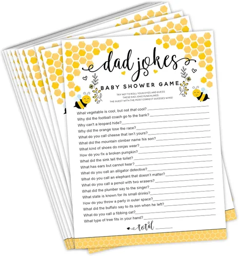 Your Main Event Prints Paquete de 50 juegos para baby shower, divertido juego de bromas para papá, ideal para baby shower, baby shower, baby