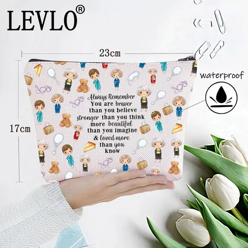 Miniatura 2 de LEVLO Bolsa de maquillaje de inspiración dorada, regalo para fanáticos del programa de televisión dorado, eres más valiente y más inteligente de lo