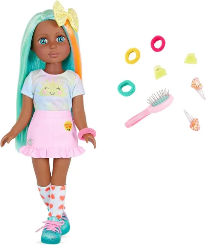 Miniatura 8 de Glitter Girls Muñeca de moda de 14 pulgadas - Ojos azules y cabello azul - Lazo, clips y atuendo colorido - Más de 3 años - Luma
