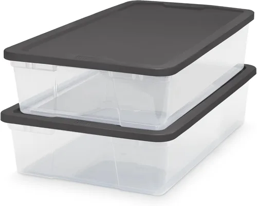 Miniatura 16 de HOMZ - Paquete de 10 contenedores Snaplock, pequeños organizadores de plástico transparentes con tapas, 6 cuartos de galón, azul - Cajas Tapa azul
