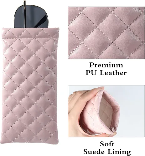 Miniatura 2 de COMF-PRO Squeeze Top Sunglass Pouch - Portable Sunglass Organizer Pouch Bags Soft PU Leather Glasses 2 Pack