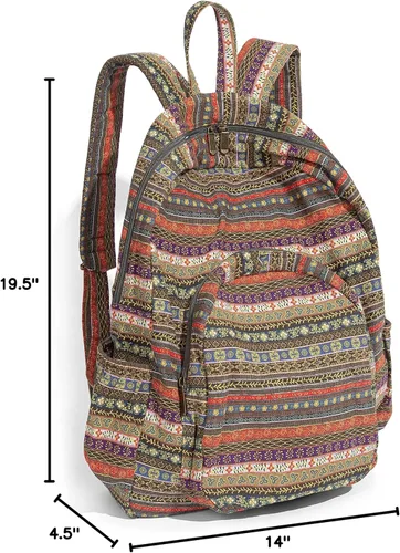 Miniatura 10 de OPQRSTU Bolso de mano hippie para mujer, bolso bohemio de gran capacidad, mochilas de moda turística portátil, Verde Amarillo, Grande, Bohemio