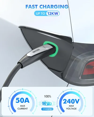 Miniatura 2 de Cable de extensión de cargador EV para Tesla, 50 amperios, 40 pies hasta 240 V, 12 kW, cable de extensión NACS Plug EV para conector de pared Tesla