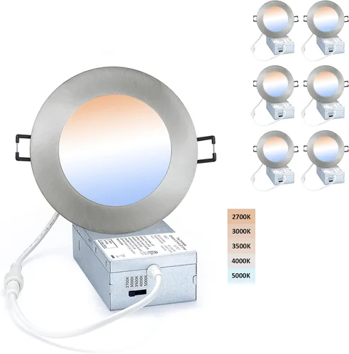 Miniatura 9 de POPANU Iluminación LED empotrable prémium de 4 pulgadas, 5 CCT, ajustable, regulable, empotrable, lámpara de techo con caja de conexiones