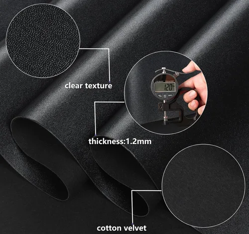 Miniatura 4 de CDY Hojas de cuero sintético de vinilo marino: tela sintética suave e impermeable, piel sintética, 54 x 36 pulgadas, muy adecuadas para hacer Negro