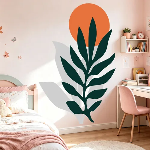 Miniatura 13 de Calcomanías de Pared Bohemias de Mediados de Siglo Modernas Despegar y Pegar, Pegatinas de Vinilo de Pared de Arcos Grandes Sol, Hojas Plantas